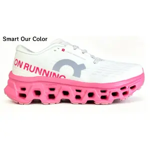Lightweight performance running sneakers feature multi-cavity shock-absorbing rubber outsole, crafted from breathable perforated woven mesh, clean white with vivid hot pink sole accents,this game-changer boosts all-day jogging comfort