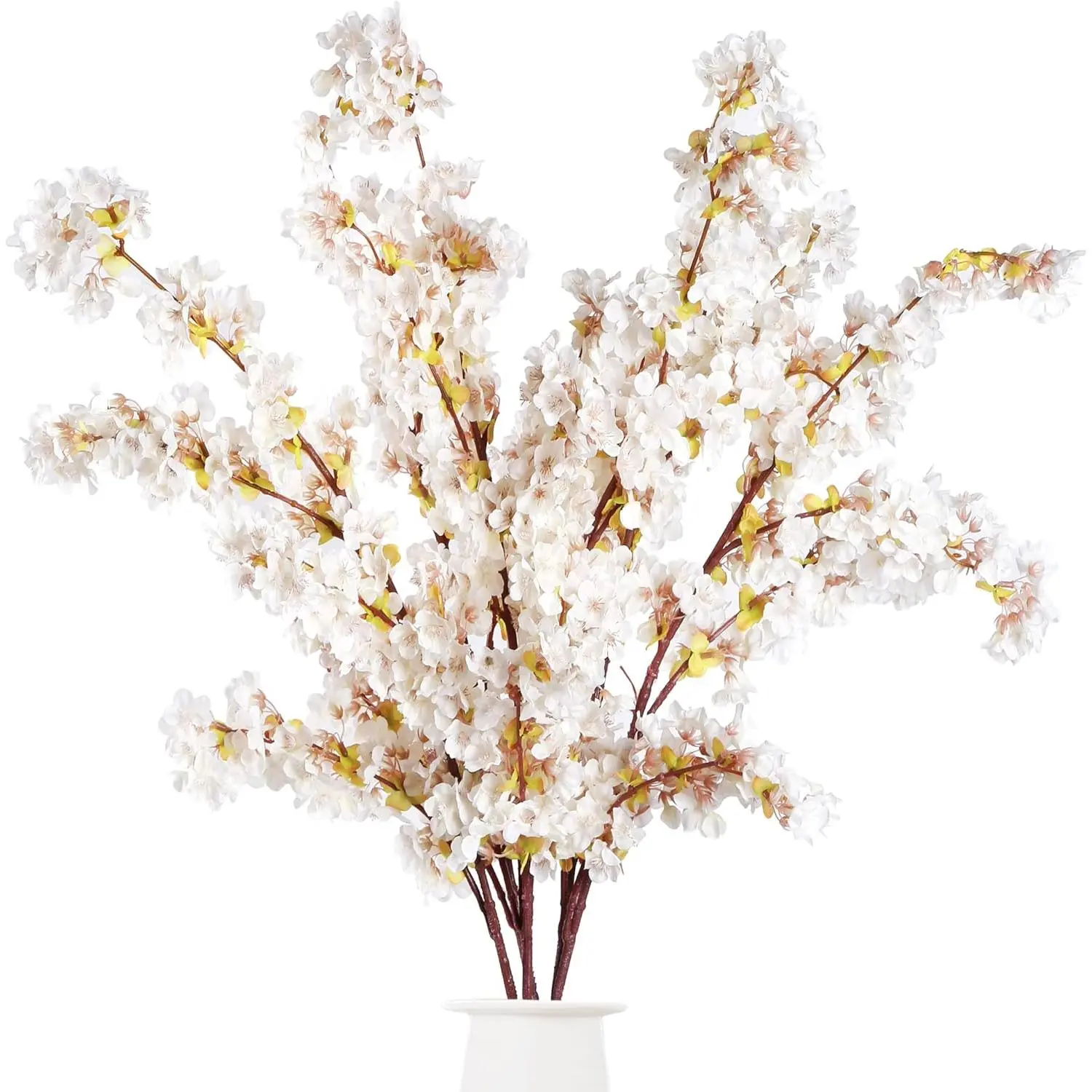 Sggvecsy 4-Pack 39-Inch Faux Cherry Blossom Branches, Decorative Silk Tall Stems, Blossoms Bloom Set for Home Wedding Table Decor (Ivory)
