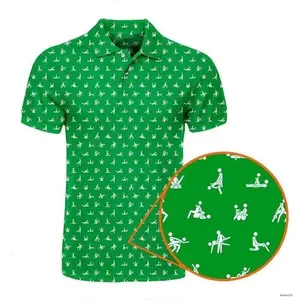 Stick Figure ed Funny Golf Polo Shirt Green Quick Dry Short Sleeve Shirt Size S-5XL, Best Gift for Men Dad Friend