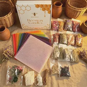 Dried Flowers & Beeswax Sheets Combo Candle Making Kit, 20x20cm Color/Yellow Honeycomb Wax with 14pcs Natural Dried Flowers & Full Accessories, for DIY Crafts, Witch Rituals, Thanksgiving & Holiday Gifts