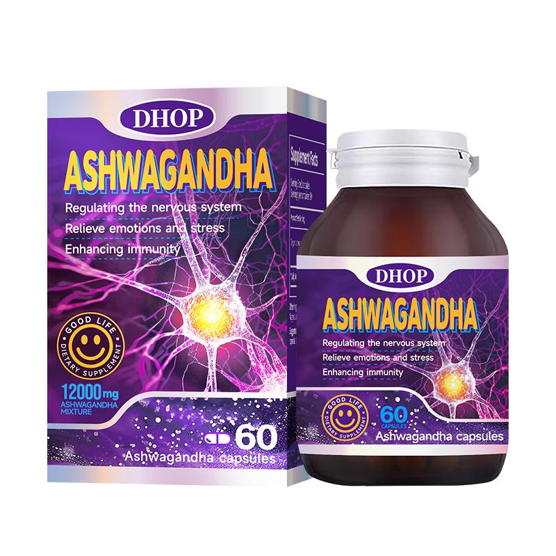 DHOP Premium Ashwagandha Capsules - 60 Count High Potency 5% Withanolides Extract for Nervous System Balance & Stress Relief