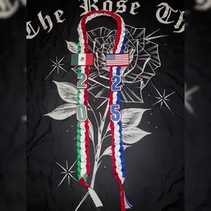Mexican American Graduation Lei 2026 - Colorful Design with American Flag, Featuring White, Green, and Red Strands