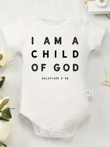 100% pure cotton Baby Onesies "I am a child for God" letter printed soft casual round neck Baby Onesies