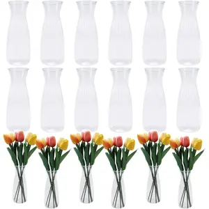 18 Pcs Bud Vases Bulk, Small Clear Flower Containers, Shatterproof Crystal Bud Vases for Centerpieces, Wedding, Home Table Decorations, Formal Dinners