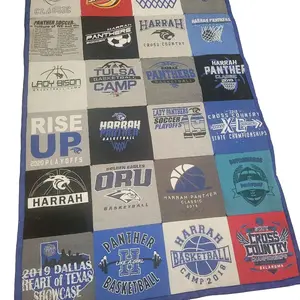 Double Sided Tshirt Quilt Featuring Harrah Panthers Basketball Camp & Heart of Texas Showcase Logos