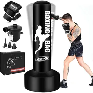 Standing Punching Bag for Adults with Pump and Gloves, 69'' Kick Boxing Bag with Stand Inflatable Freestanding Heavy Bag Kicking Bag for Training MMA Muay Thai Fitness