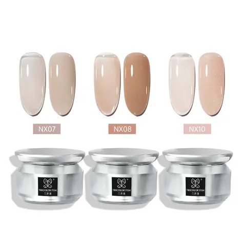 35g Jelly Nude Pink Builder Gel for Nails - UVA/LED Cure, Salon Quality Glossy, Long Lasting & Durable, Strengthens Weak Nails, Repairs Brittle Edges, Adults' Extension & Ballerina Styles, Includes Nx01 + Base + Top