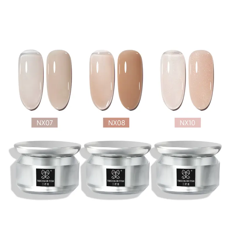 35g Jelly Nude Pink Builder Gel for Nails - UVA/LED Cure, Salon Quality Glossy, Long Lasting & Durable, Strengthens Weak Nails, Repairs Brittle Edges, Adults' Extension & Ballerina Styles, Includes Nx01 + Base + Top