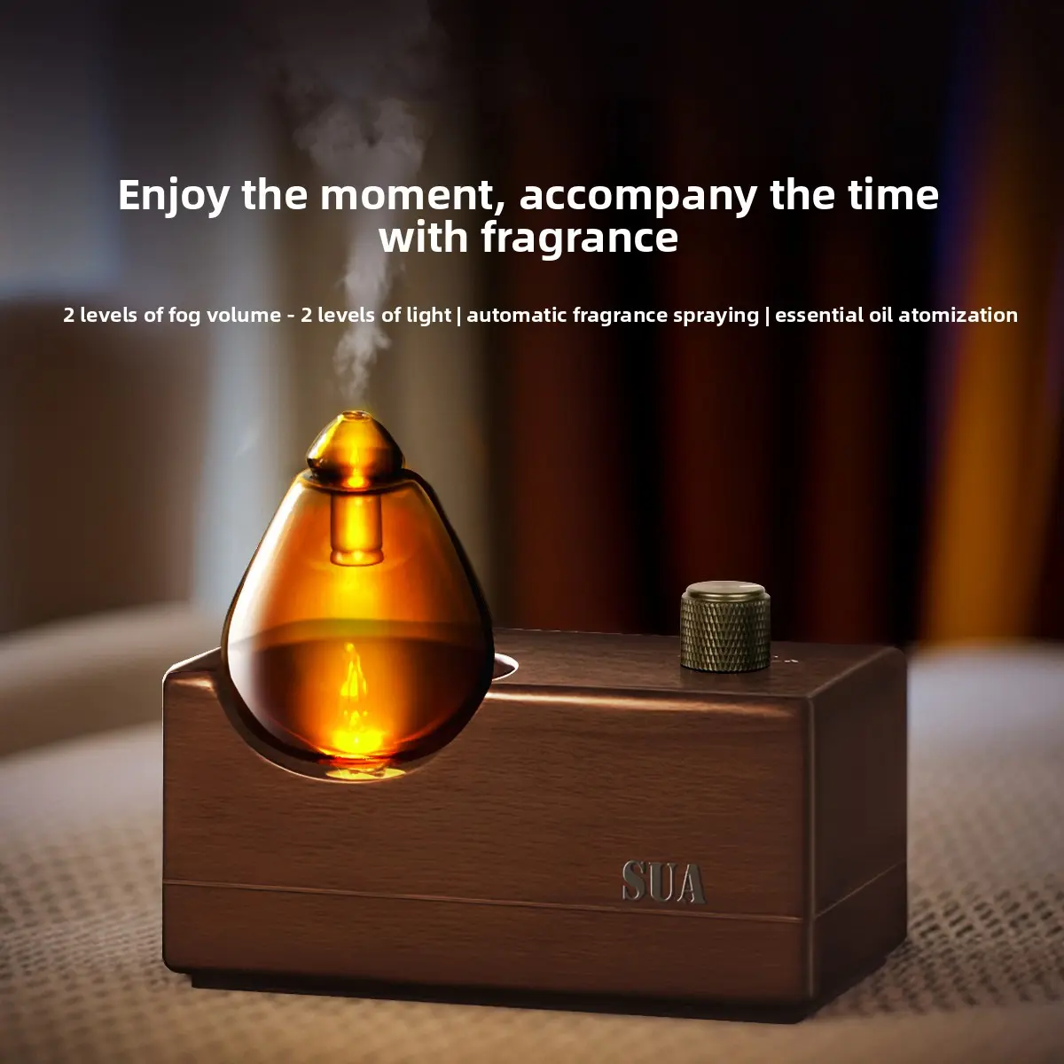Minimalist Waterless Essential Oil Diffuser - Cordless Mist Sprayer, Auto-Off Automatic Aromatherapy, 10ml Refillable Oil Reservoir, 10ml Vial Storage, Long-Lasting Scent, AC Adapter & USB Port Included, Home/Office Use, Mother's Day Gift for Her, Abs