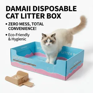 Damai Disposable Cat Litter Box - Zero Mess Total Convenience Eco Friendly Hygienic 5 Set Heavy Duty Solution