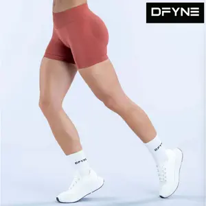 DFYNE 3-Tier High-Low Waist Seamless Workout Shorts – Butt-Lifting, Moisture-Wicking Yoga & Running Shorts for Women