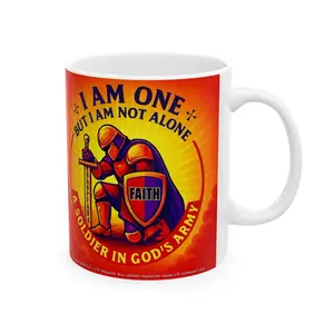 I Am One - Soldier in God’s Army (Red, Purple & Gold) Ceramic Coffee Mug