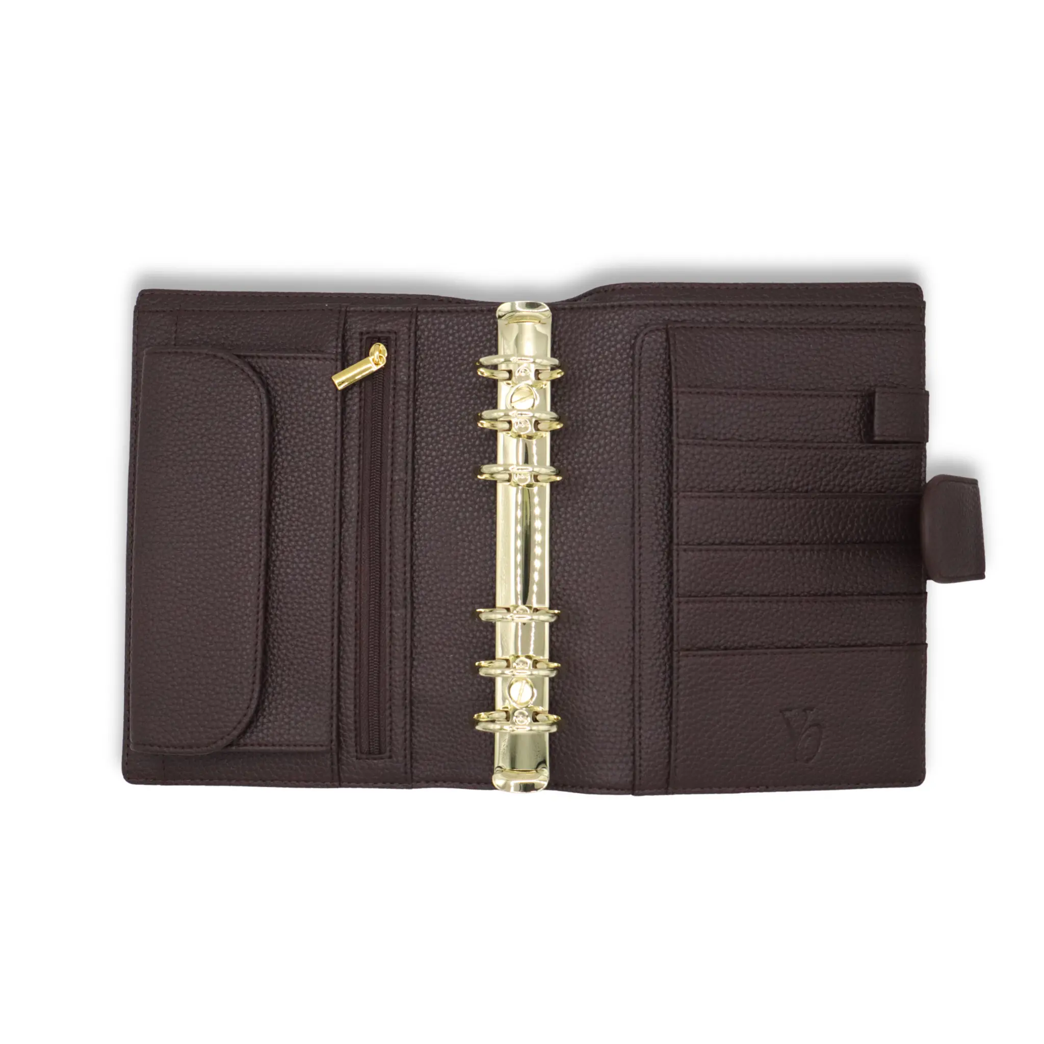 Personal Size Mocha Luxe Ring Binder Planner Notebook - Gold Hardware, Productivity Tool for Schedule Management & Staying Organized
