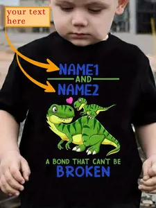 Personalized T-Shirt Featuring Dinosaur Design for Two Best Friends, NAME1 And NAME2, Celebrating Their Lifelong Friendship (3-13Y)