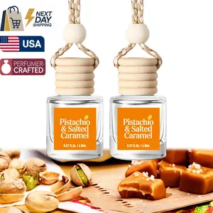 Scented Car Air Freshener - Long Lasting Car Diffuser - Last 60+ Days, Osmore Pistachio & Salted Caramel Car Perfume, Adjustable Intensity, Refillable Bottle, Rear View Mirror Hanging, Gourmand Scent, Cute Car Accessories for Women & Men, 2-Pack personali