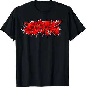 100%cotton STYLE Graffiti piece red Graffiti Hiphop Shirt T-Shirt  Top teeshirt Distressed