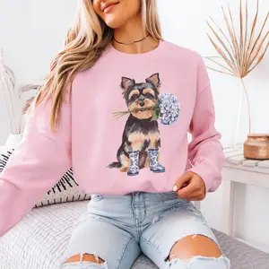 Floral Yorkie T-Shirt / Sweatshirt / Hoodie, Yorkshire Terrier Toile shirt, Yorkie Lover Gift, Coquette Yorkie Teacher , Flower Dog Mom Mothers Day Cotton Fabric