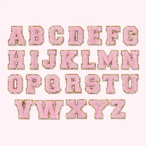 Mini Pink Glitter Varsity Letter Patch