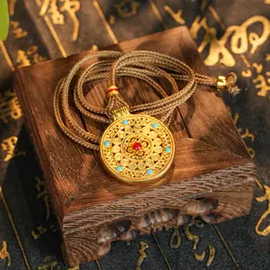 Golden Wheel of Fortune Pendant｜Five-Element Energy Amulet for Wealth, Protection & Inner Balance