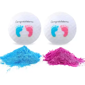 Exploding Gender Reveal Golf Balls Set for Gender Reveal Parties - Each Set Includes 1 Wooden Tee, 1 Pink and 1 Blue Powder Filled Exploding Gender Reveal Golf Ball