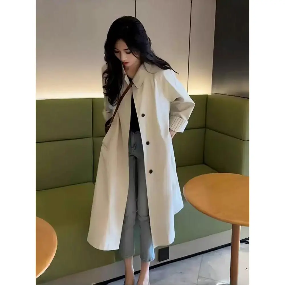 Cream Oversized Long Trench Coat: Skip dull, unversatile outerwear! Perfect for daily outings, cafe dates & commutes-Chic, easy to match & effortlessly stylish for casual looks # LongTrenchCoat # DailyOOTD # ChicOuterwear. # CafeVibeStyle # WardrobeEssent