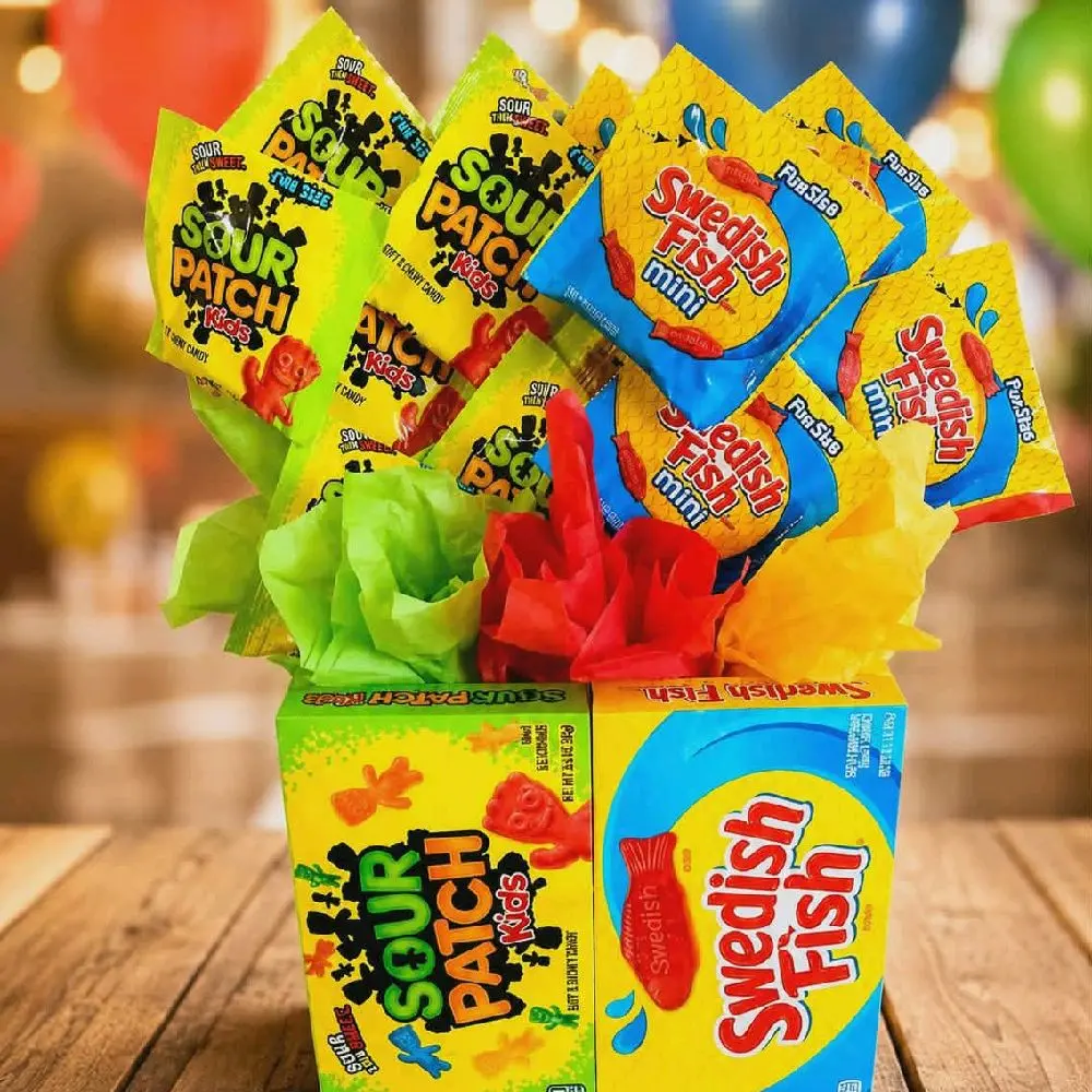 Sour Patch Kids and Swedish Fish, REMIX Candy Bouquet  Snack Gift