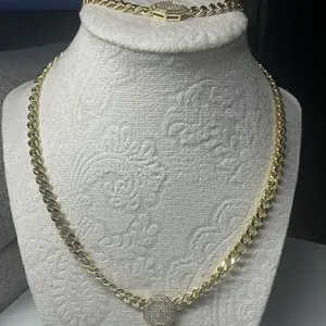 Hermoso Set of Chain and Bracelet with Zirconia Stone Gold Color Jewelry Set for Women