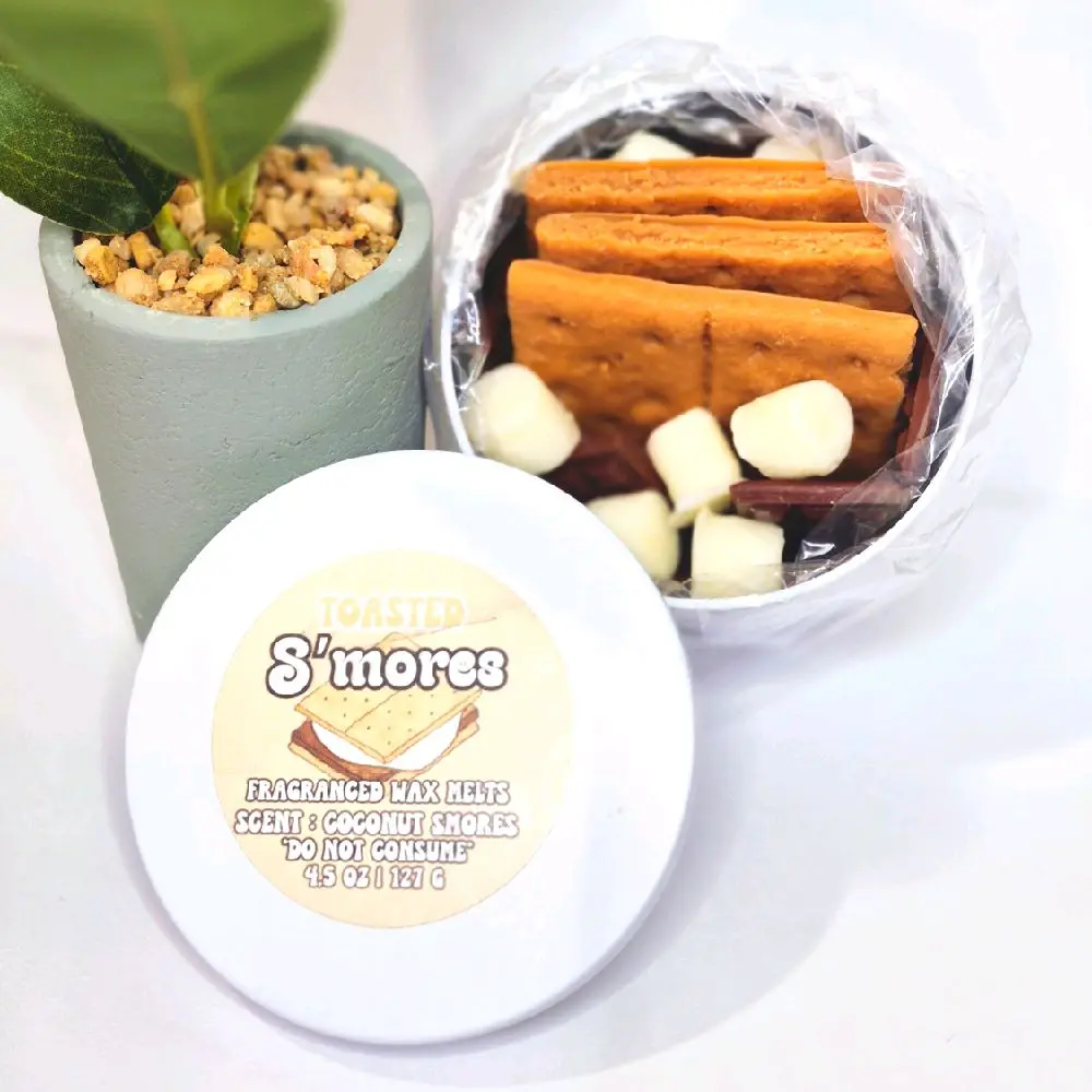 Toasted S'mores Wax Melt Tin - Embeds Candle Decor Coconut Smores