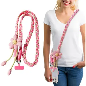 Flower Phone Lanyard Anti-Theft Crobody Strap Universal Nylon Cell Phone Necklace for Daily Outdoor Activities