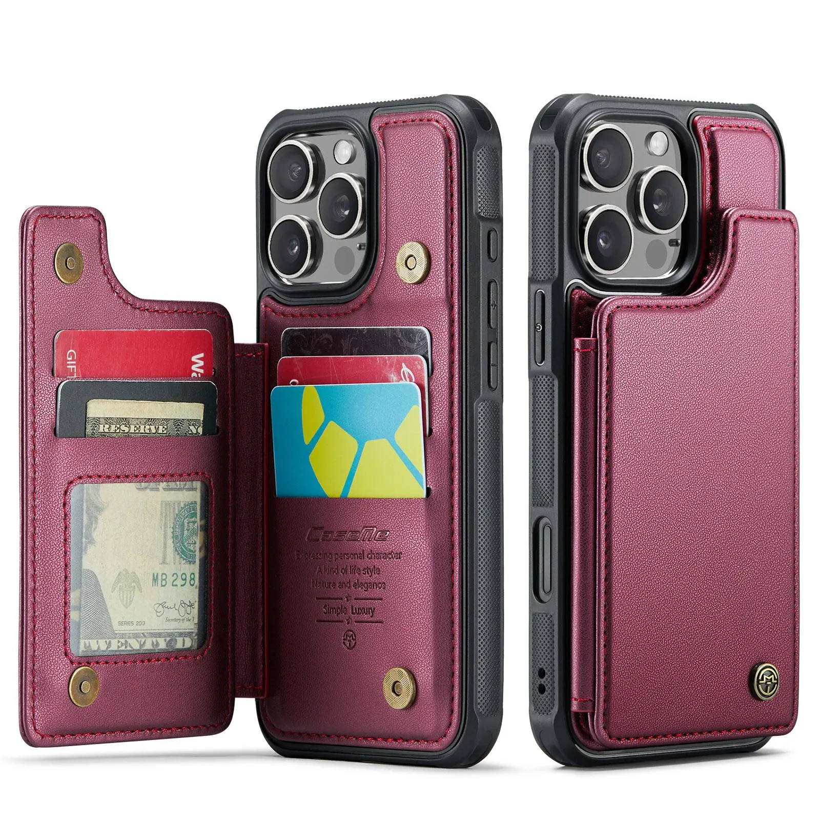 Sturdy Kickstand iPhone Wallet Case, Compatible with iPhone 17/16 Pro Max/Plus, RFID Protective, Magnetic Closure, Shock Resistant, Shockproof Phone Cover
