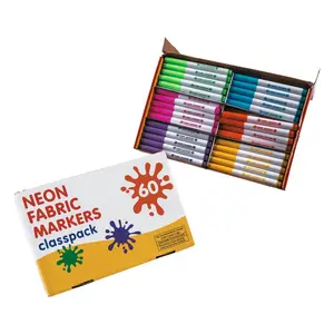 4 1/2" Bulk 60 Pc. Neon Fabric Markers Classpack - 6 Colors per pack