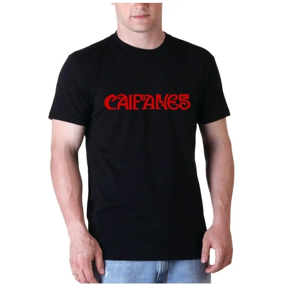 Rock en español: Caifanes Red Text Mens T-Shirt Casual Crewneck