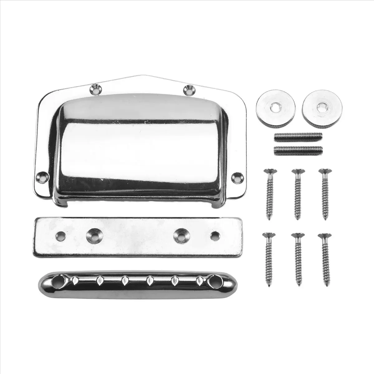 1 x Adjustable Fixed Bridge and Cover, High-Quality Metal Guitar Part for Teisco & Harmony Guitars, All Seasons Guitar & Bass Accessory with Screws (85.7 * 17Mm, 90×59.5mm)