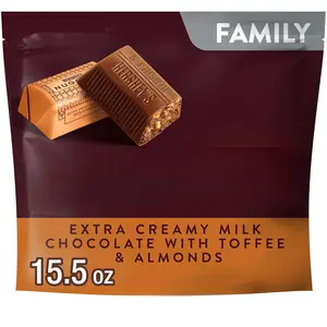 Extra Creamy Milk Chocolate Candy Bars with Toffee and Almonds, Individually Wrapped, 439g Share Pack