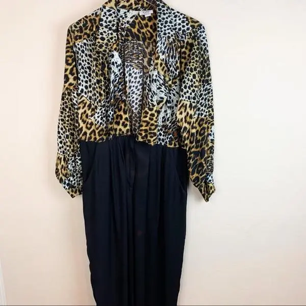 Kwai Petites Cheetah One Piece Pant Jumpsuit