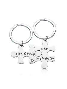 2 pieces per set - a set of stainless steel keychains for couples. Customized personalized couple accessories. A gift for your boyfriend or girlfriend. His wildness, her eccentricity. His queen, her king. Couple style.