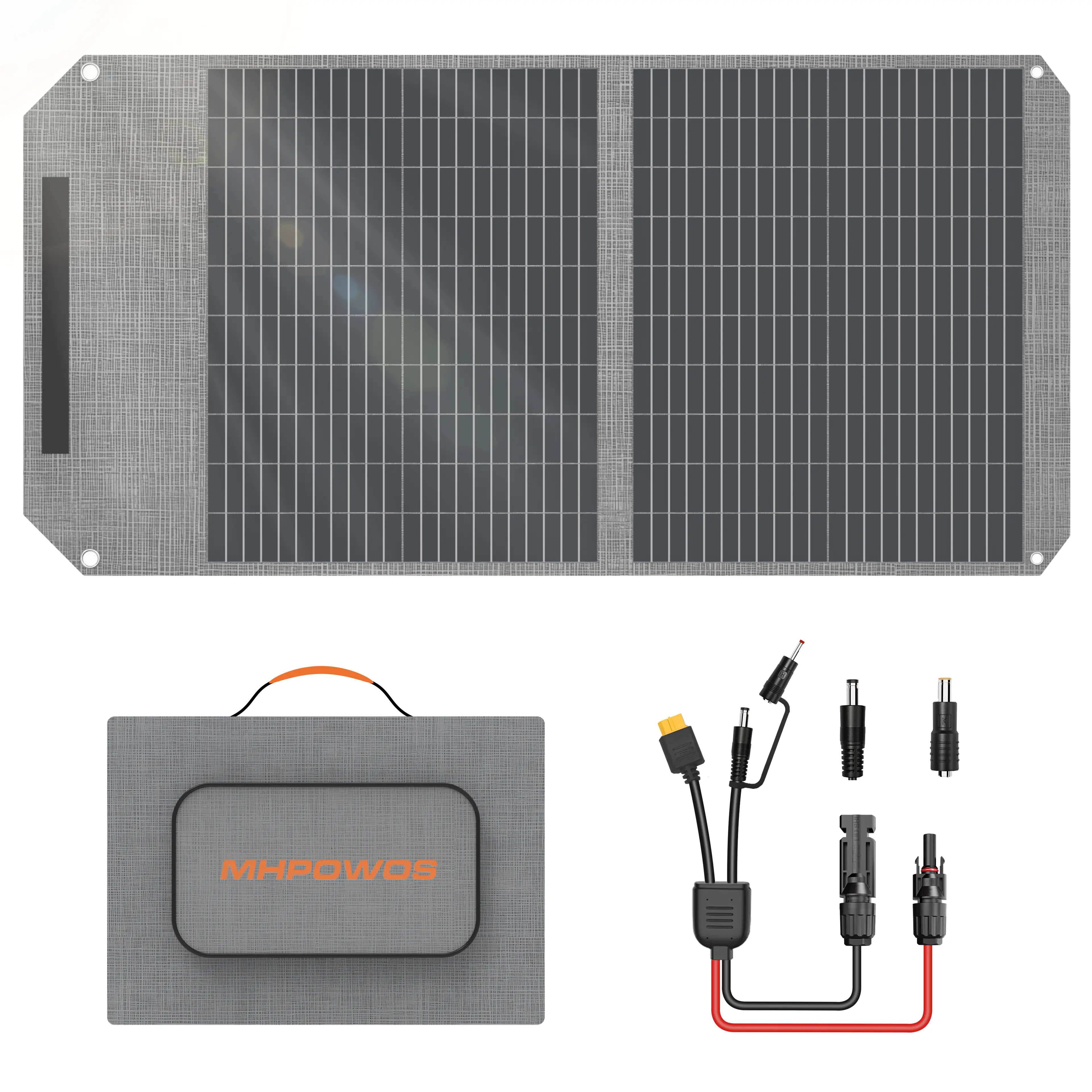 MHPOWOS 100W Portable Solar Panel for EnginStar Power Station, 20V Foldable Monocrystalline Solar Charger with MC4 Output & 5-in-1 Adapter Cable, 23.5% High Efficiency, IP65 Waterproof for Camping, RV, Off-Grid & Emergency Backup