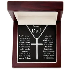 Gifts for Dad Cross Pendant  Necklace Gift for Men & Women, with message card and gift box