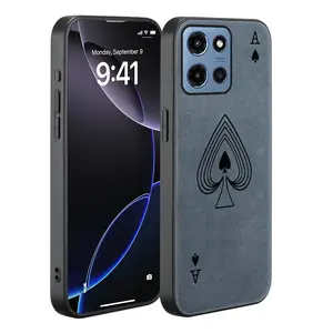 Luxury artificial leather phone case for MOTO G86 Power/G Power 2025 /G 2025 /G 5G 2024/G Play 2024 5G /G Stylus 5G /Edge 60 Pro/ Fusion,protective, Shockproof, high-quality,Ace of Spades