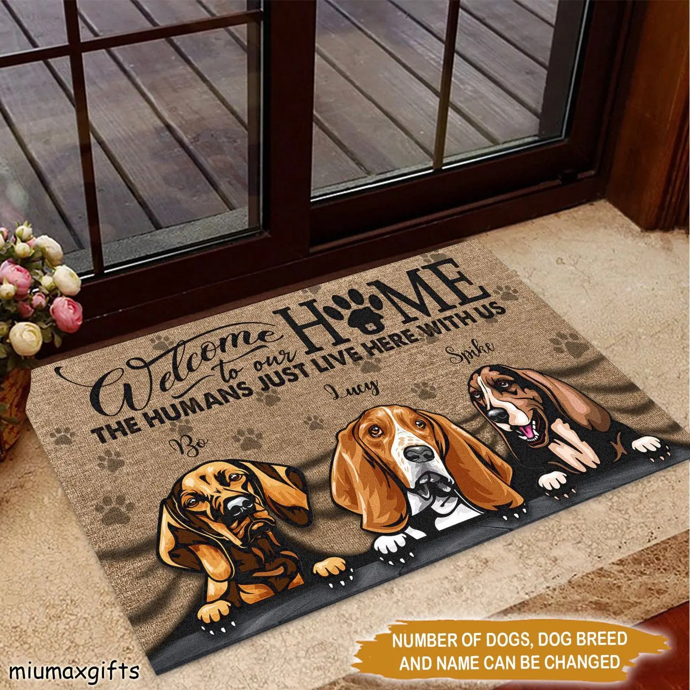 Basset Hound Doormat, Personalized Dog Doormat, Welcome To Our Home Dog Mat, Custom Dog Doormat, Dog Rug, Dog Lover Gifts, Housewarming Gift