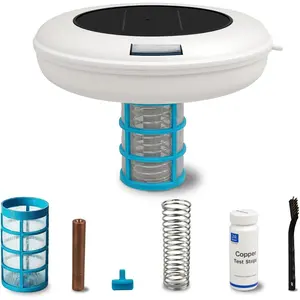 Solar Pool Ionizer-Floating Copper Pool Ionizer for Above Ground Pool & Inground Pool with Large Panel, Keeps Water Clear, for Pools Up to 22,000 Gallons