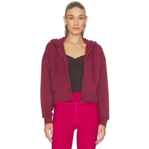 Beyond Yoga Scuba Cropped Jacket in Moody Burgundy