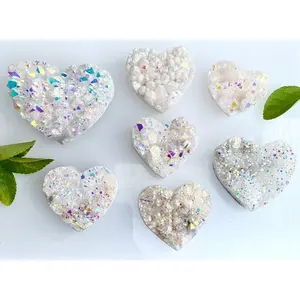 Wholesale Lot 7-12 pcs Angel Aura Quartz Cluster  Heart Crystal Raw Nice Quality