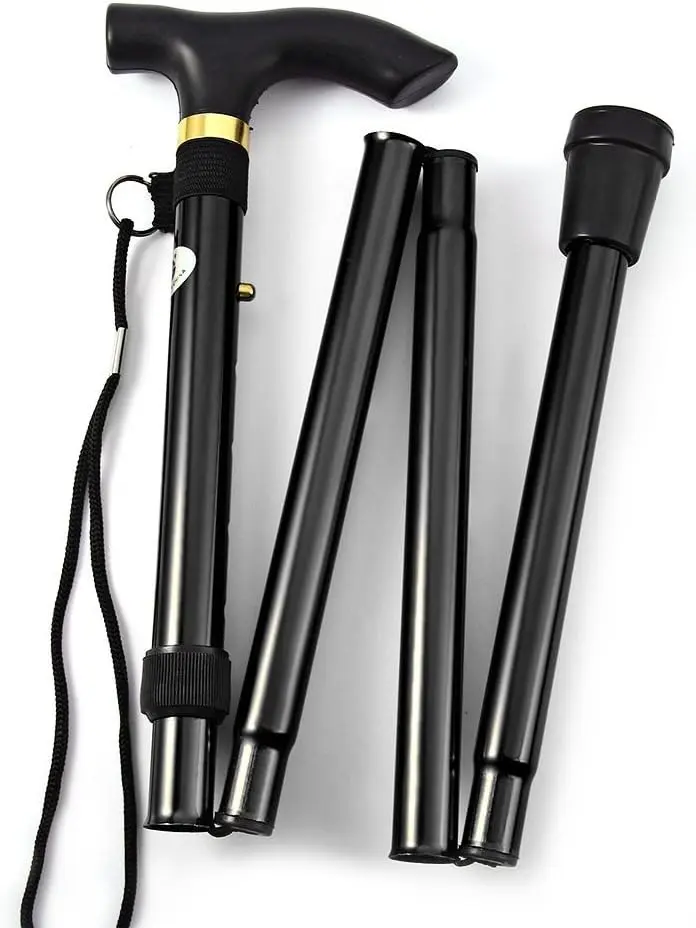 Adjustable Folding Walking Cane, Lightweight Aluminum Travel Stick with Collapsible Design, Non-Slip Rubber Tip, Portable Support Cane for Seniors, Adults & Mobility Assistance