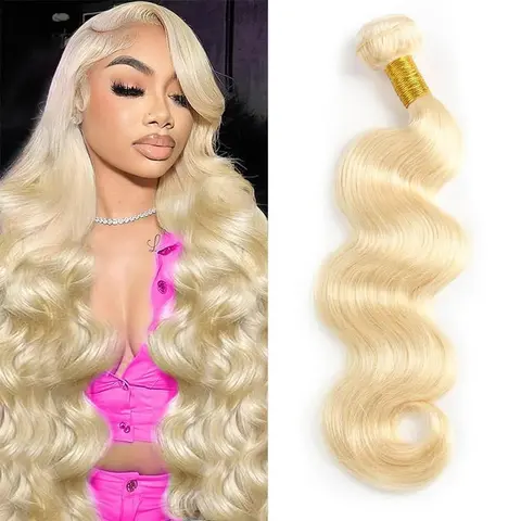 613 Honey Blonde Body Wave Human Hair Bundles - 16A Grade Brazilian Virgin Sew In Wefts, 100(±5)g, 20-26in, Tight Double Low-Shed Wefts, Tangle-Resistant Soft Full-End Tips Unprocessed Bundles of Human Hair