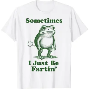 Sometimes I'm Just Farting Frog T-Shirt - 100% Ultra-Soft Cotton Unisex Fit Cartoon Comfort Tee for Casual Wear Skeleton vintage graphic star Slim Long Sleeve T-Shirt wizard Deep V-Neck T-Shirt merch Cow Print Summer Casual T-Shirt