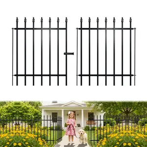 Metal Black Garden Fence — 32" High x 24" Wide, 5-Piece Set (4 Panels + 1 Gate), 10-Foot Total Length. No-Dig Installation; Rust-Resistant and Durable. Ideal as an Animal Barrier or Border Fence for Dogs, Patios, Courtyards, Landscaping, and Flowerbeds.