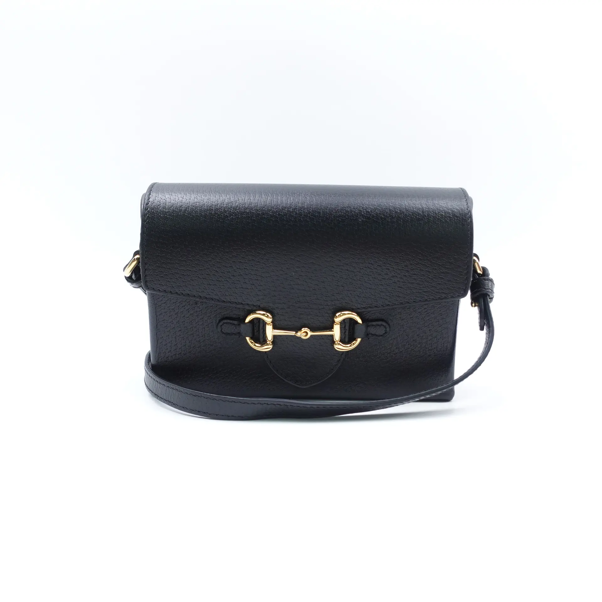 Pre-owned GUCCI Calfskin Shoulder Bags Horsebit Black Leather Shoulder Bag T10413548