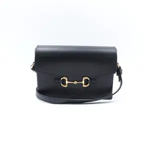 Pre-owned GUCCI Calfskin Shoulder Bags Horsebit Black Leather Shoulder Bag T10413548