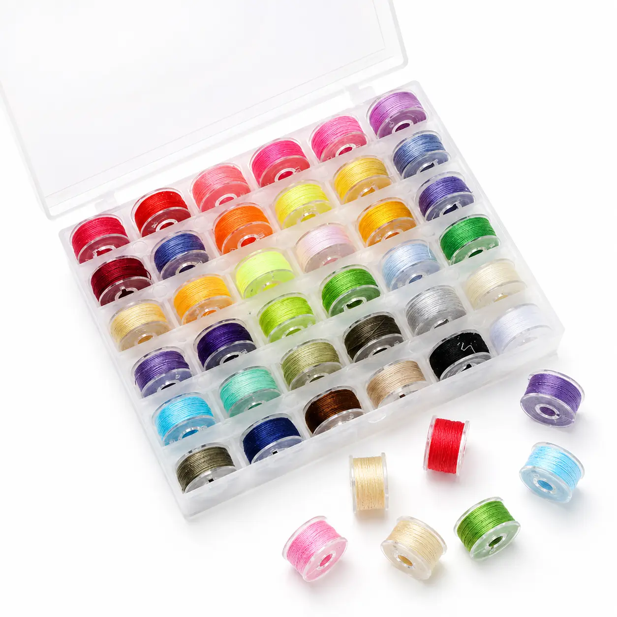 36-Piece Prewound Bobbin Thread Set with Clear Storage Case, Assorted Colors for DIY Sewing, Hand Stitching, Embroidery, Quilting, Clothing Repairs and Creative Craft Projects at Home